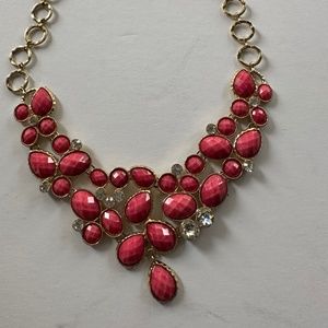 Coral Red Costume Jewelry Accent Necklace